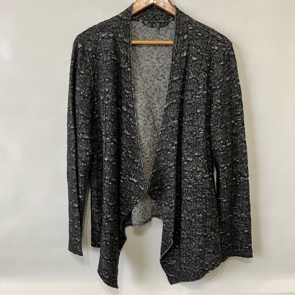 Eileen Fisher Asymmetrical Wool Blend Open Front Cardigan